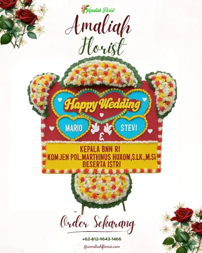 Karangan Papan Bunga Pernikahan di Gentong